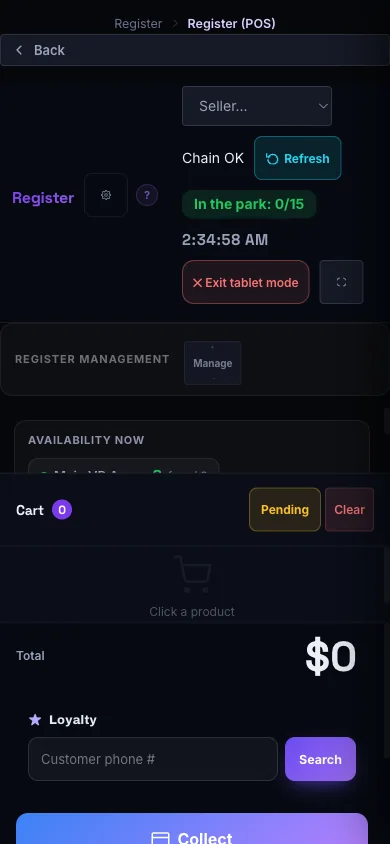 The Pulzar point of sale on mobile